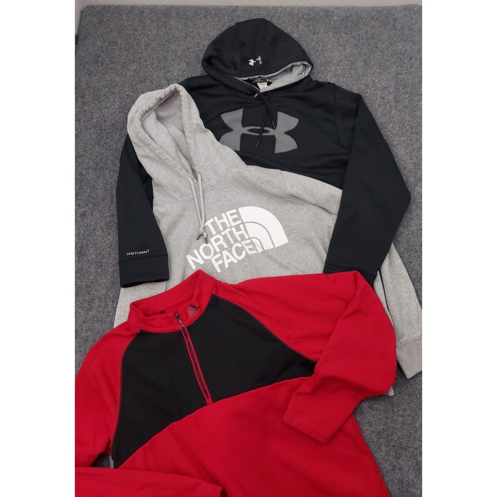 Lot 3 UNDER ARMOUR ADIDAS NORTH FACE Hoodie Sweat Shirt Mens Large STORM Golf